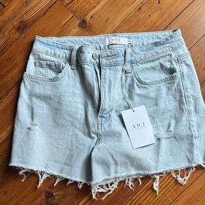 Vici Sky Blue Distressed Denim Shorts